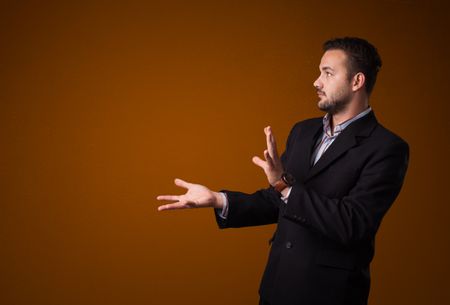 Businessman presenting empty space