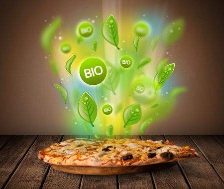 Healthy bio green plate of food on grungy background
