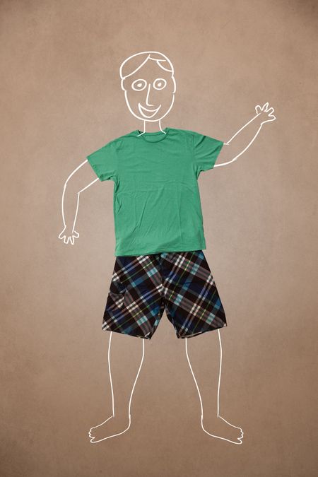 Hand drawn cute funny character in casual clothes