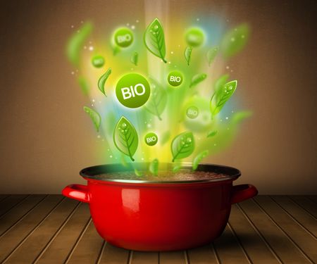 Healthy bio signs coming out from cooking pot