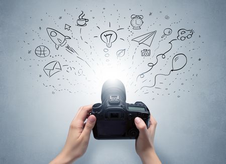 Naked hand photo shooting with doodle photo ideas concept