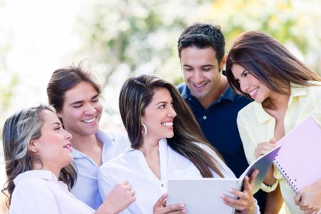 group-college-friends-looking-very-happy-151033616 Group of college friends looking very happy outdoors