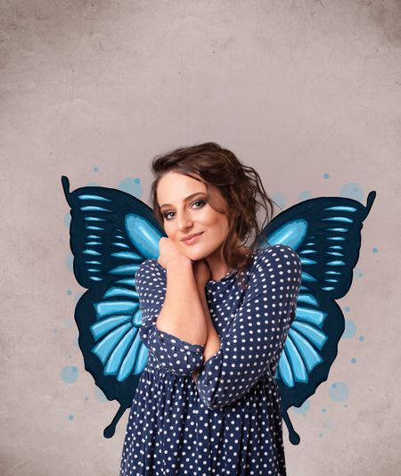 cute-young-girl-butterfly-blue-illustration-151054955 Cute young girl with butterfly blue illustration on the back