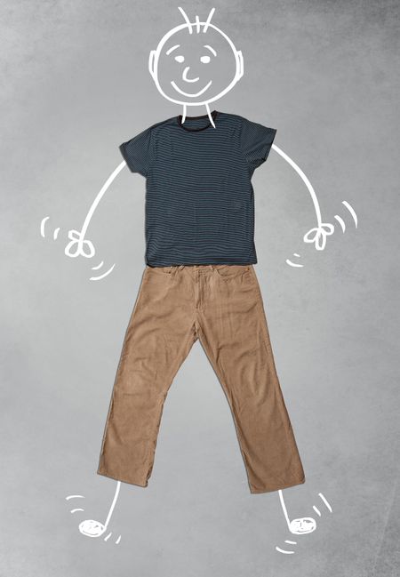 Cute funny hand drawn cartoon character in casual clothes