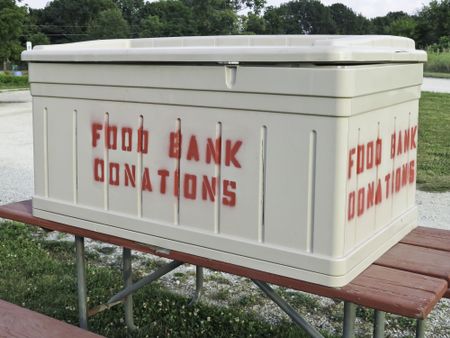Donation box at large community garden