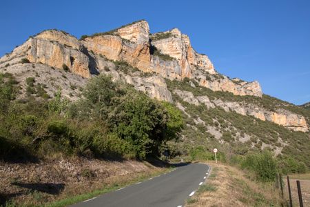 View of Open Road and Peaks, Pesquera de Ebro; Burgos; Spain