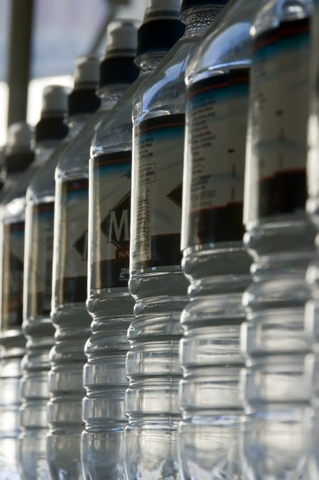 Row of water bottles