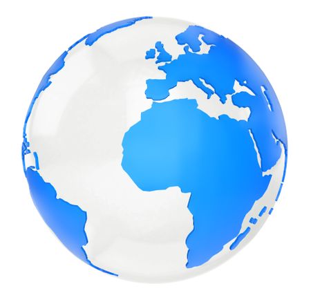 3D world map - isolated over a white background 