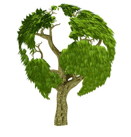 3D world tree - isolated over a white background 