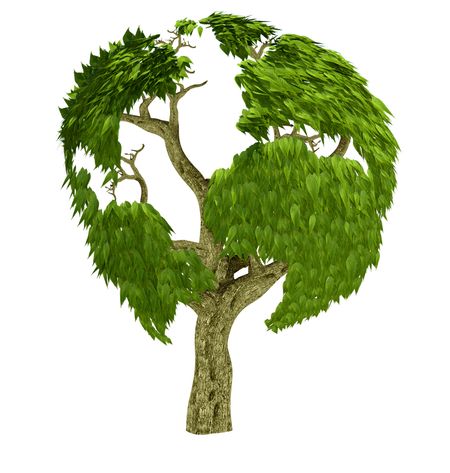 3D world tree - isolated over a white background