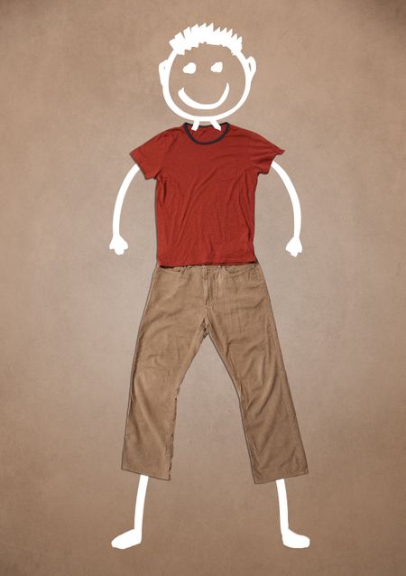 Casual clothes with hand drawn smiley funny character 