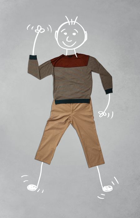 Cute funny hand drawn cartoon character in casual clothes