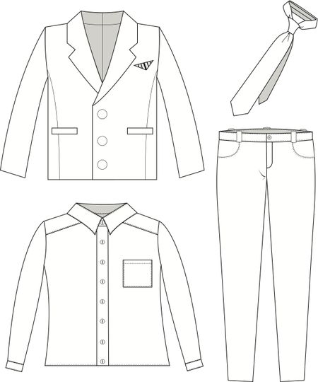 Illustration of a business man outfit by pieces