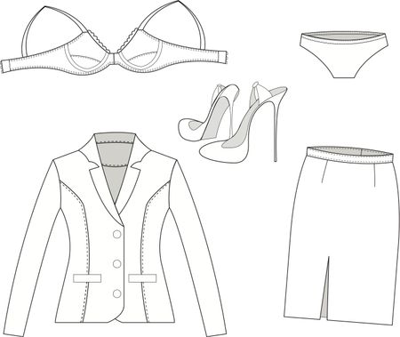 Illustration of a business woman outfit by pieces