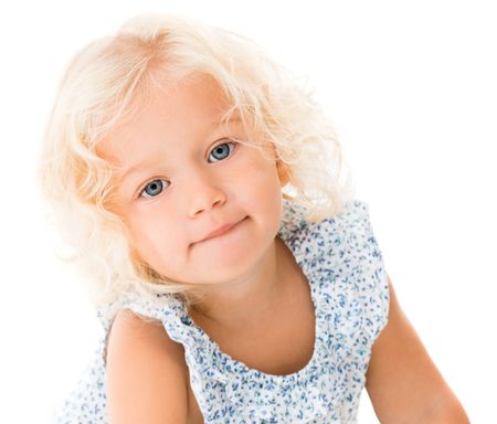 Beautiful blond little girl - isolated over a white background 