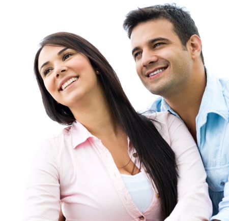 Portrait of a happy loving couple smiling outdoors 
