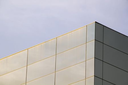 Corner of community college building with reflective exterior