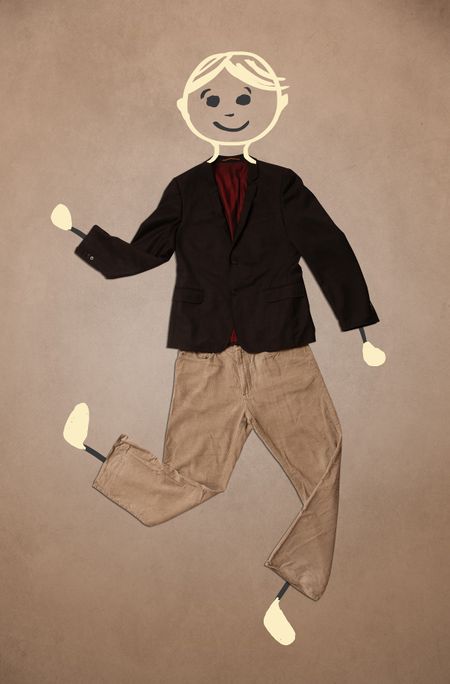 Cute blond hand drawn character in casual clothes