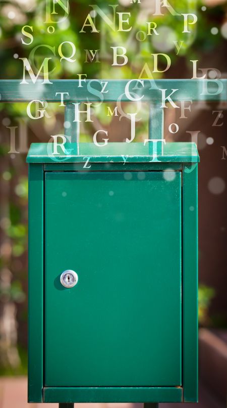 Street mail box with letters comming out