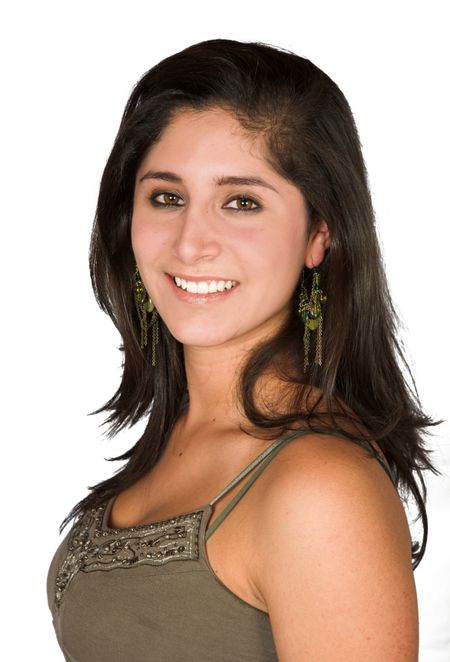 beautiful young girl over a white background