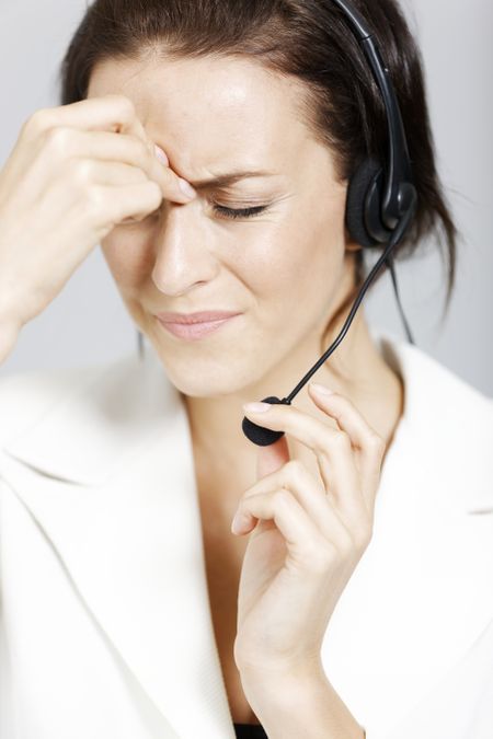 Call center lady expressing concern and worry