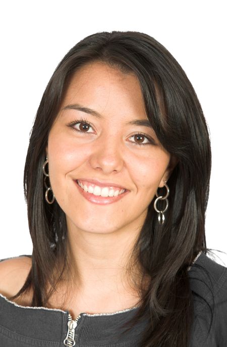 beautiful latin girl over a white background