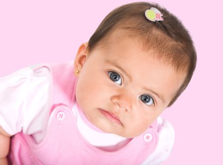 baby girl portrait - the cuttest baby photo I have ever taken, perfectly soft skin and big, bright, beautiful eyes. clipping path to replace the background included with detail in the hair