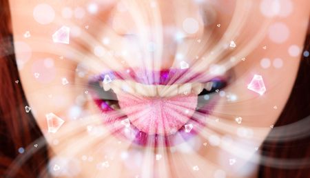 beautiful-girl-mouth-breathing-abstract-white-163175354 Beautiful girl mouth breathing abstract white lights and crystals close up