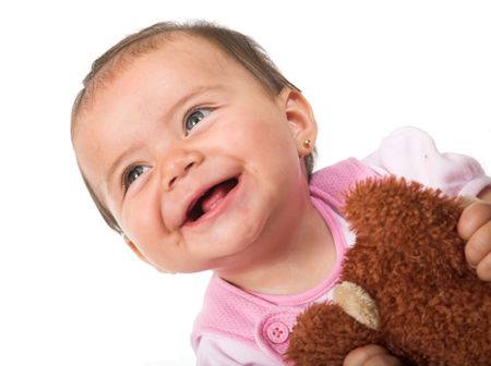 beautiful baby smiling over white