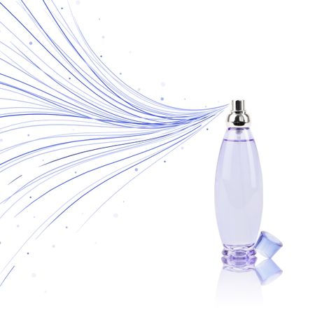Perfume bottle spraying colored lines