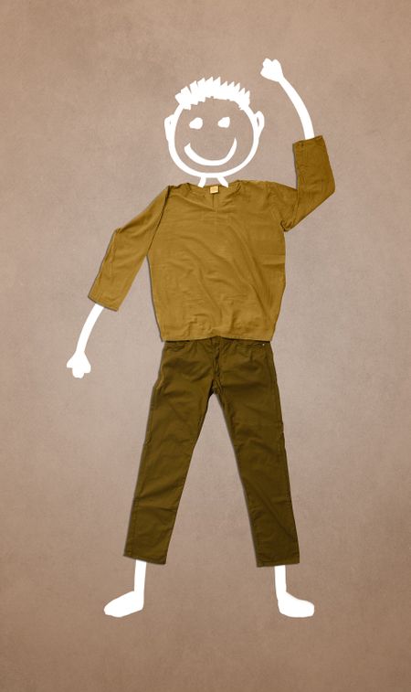 Casual clothes with hand drawn smile funny character 