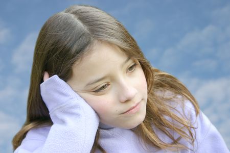 beautiful little pensive girl