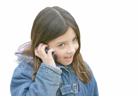 beautiful little girl talking on the phone