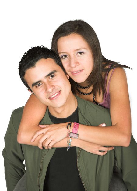 couple over white background