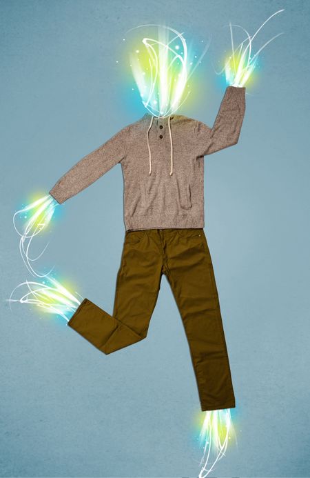 Energy light beam in casual clothes concept