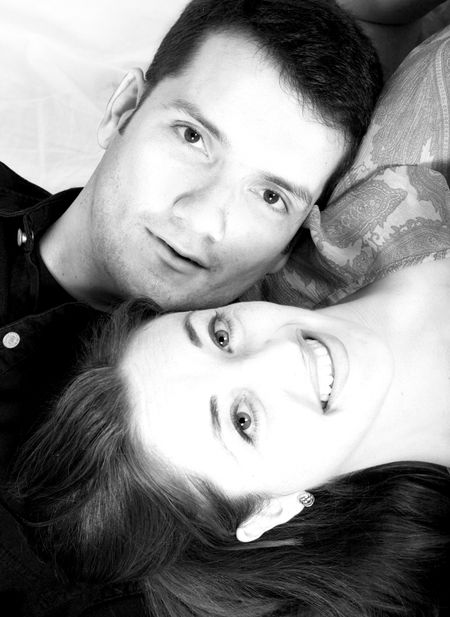 beautiful couple portrait in black and white 2