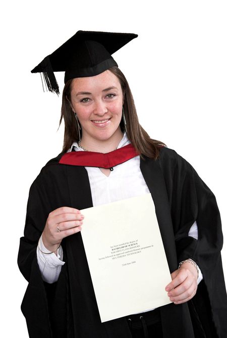 graduate with diploma over white