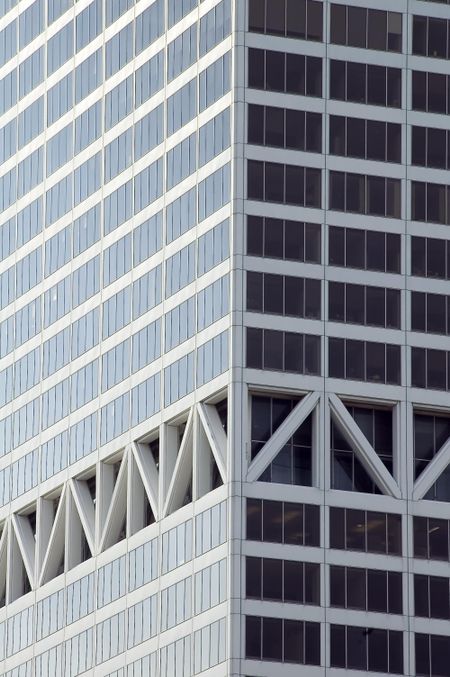 Skyscraper in sunlight and shadow