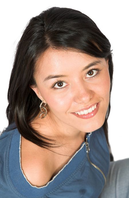 casual girl portrait over white