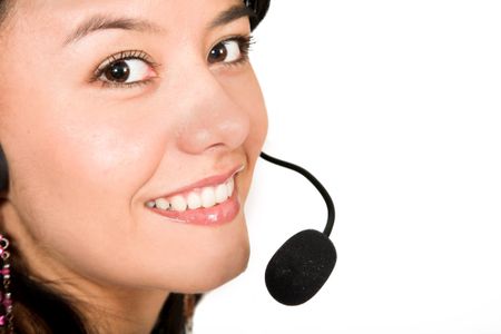 customer services - close up over white