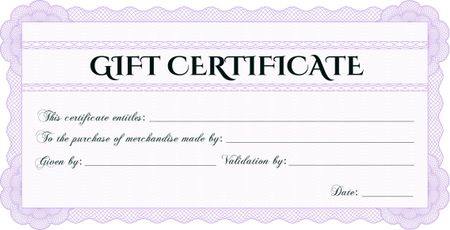 Pink gift certificate or voucher