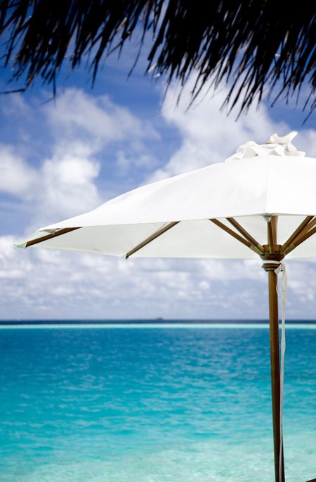 parasol in a tropical place by the sea