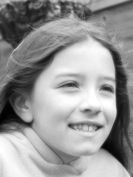 Little girl black and white portrait
