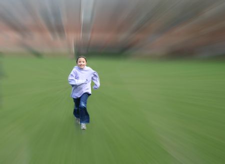 Child running in a park