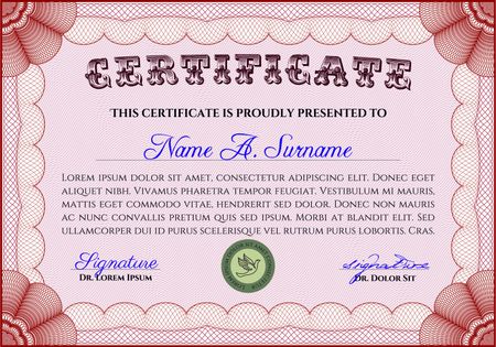 Red Certificate or Diploma Template