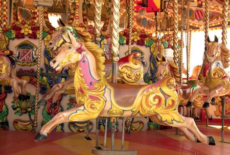carousel at fun fair- background