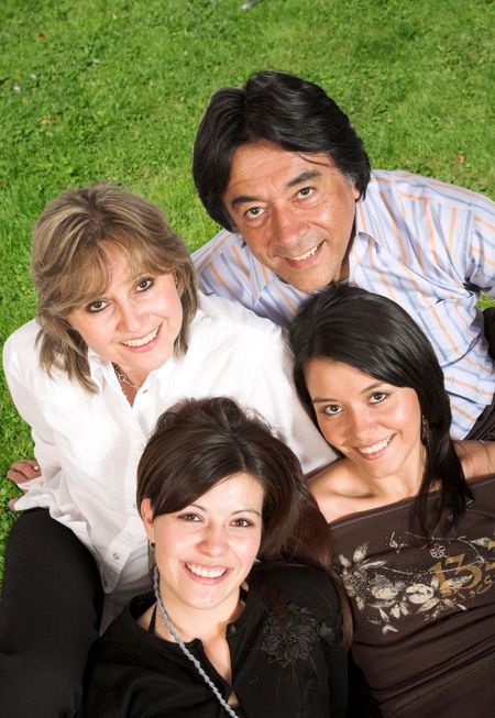 beautiful family outdoors in a park