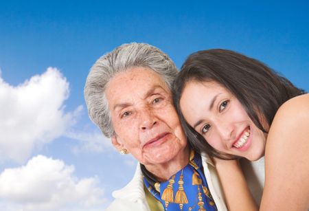 beautiful grand mother with her grand daughter