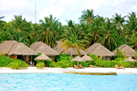 tropical resort on an island in a summer destination