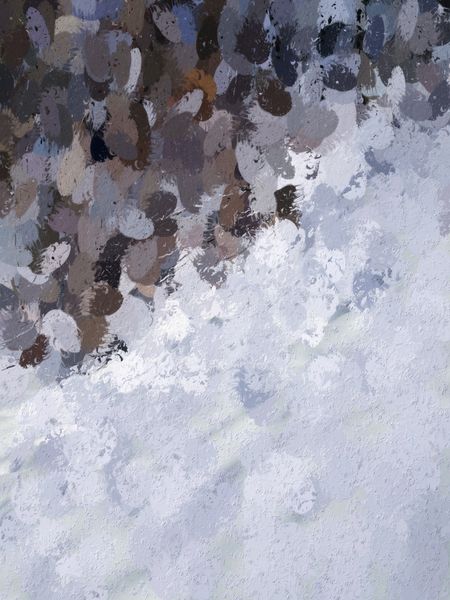 Painterly abstract of a snowy hill in winter, in the style of French impressionist Claude Monet